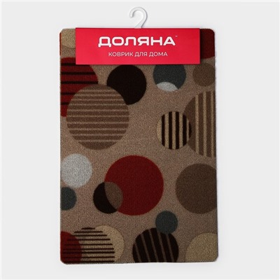 Коврик придверный Доляна, без окантовки, влаговпитывающий, 37×58 см, бежевый