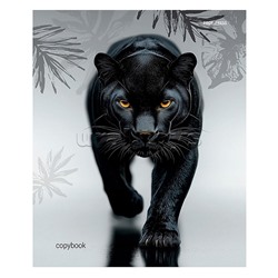 Тетрадь 80л. клетка "Грандиозная пантера - 2" на кольцах, глянцевая ламинац, лен