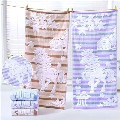 Полотенце для рук "Белогривые лошадки" хлопок-махра 35*75 см. хлопок 100%