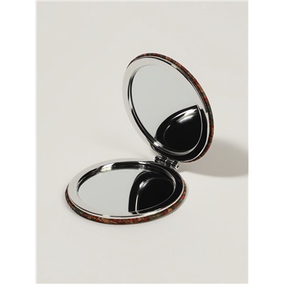 Зеркало складное «Орнамент», d=7.2 см, с увеличением х2, коричневое/оранжевое