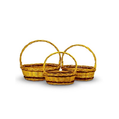 Корзина плетёная для хранения Vento, с ручкой, коричневая, набор 3 шт.