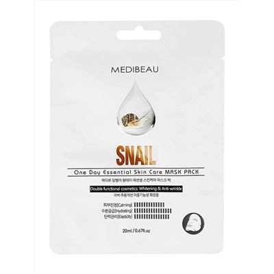 MEDIBEAU Маска тканевая для лица с экстрактом муцина улитки / One Day Essential Skin Care Mask Pack Snail, 20 мл 25411