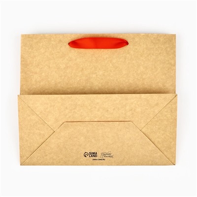 Пакет подарочный новогодний крафтовый с пластиковым окном «Новогоднее чудо», 24×20×11 см