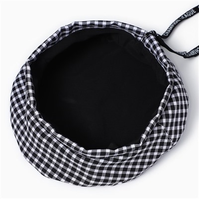 Берет в клетку, чёрный, р-р 56 см