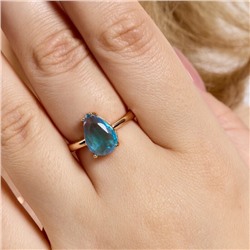 Кольцо 20 р ювелирная бижутерия коллекция "Дубай", покрытие позолота, вставка: фианиты, цвет: голубой, арт.414.099-20