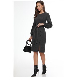 Платье трикотажное темно-серое с разрезом