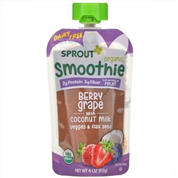 Sprout Organic, Smoothie, Berry Grape with Coconut Milk, Veggies & Flax Seed, 4 oz ( 113 g)