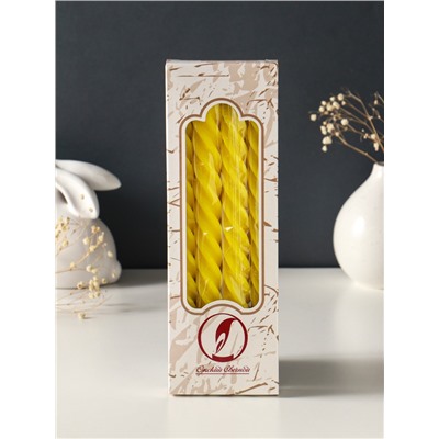 Набор свечей витых, 2.3×24.5 см, 5 ч, 50 г, 4 шт., жёлтый