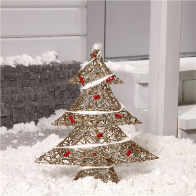 Светодиодная фигура «Ёлка с ягодами» 40×50×10 см, металл, 220 В, свечение тёплое белое