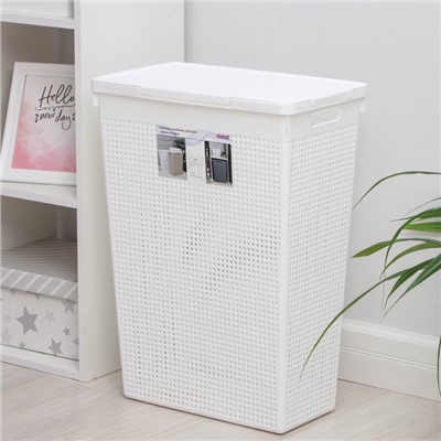 УЦЕНКА Корзина для белья с крышкой 50л 45х26х61,5см "Лофт" прямоуг, цвет белый