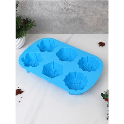 Форма для выпечки 6 ячеек силиконовая Новогодняя / HL-065 /уп 200/ 0,130/ 28*18*4