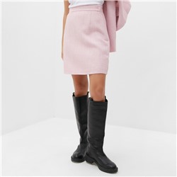 Юбка мини твидовая женская MIST, размер 48, розовая