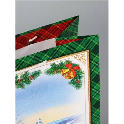 Пакет подарочный новогодний ламинированный «У Ёлочки », 26×32×12 см