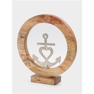Сувенир интерьерный в деревянном кольце «Якорь», 30×8×33 см