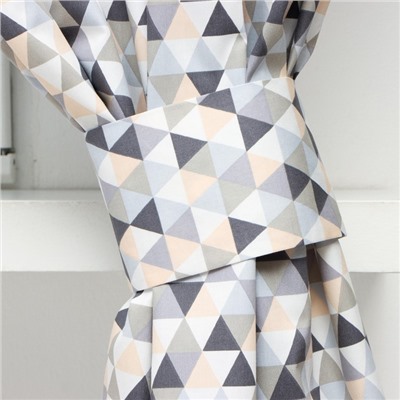 Шторы для кухни «Этель. Треугольники», 149×180 см - 2 шт., подхваты - 2 шт.