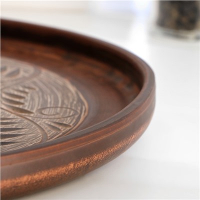 Блюдо для пиццы «Орнамент», 28×2.5 см, красная глина