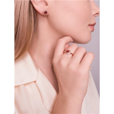 Кольцо из золочёного серебра с фианитами и родированием 925 пробы К-3826зчрс20400