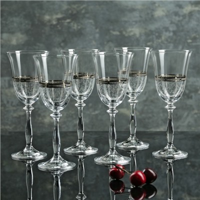 Набор бокалов для вина из хрустального стекла «Анжела», 250 мл, 6 шт.