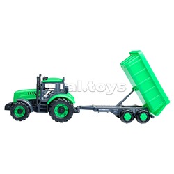 Трактор "Прогресс" с прицепом инерционный (зелёный) (в коробке)
