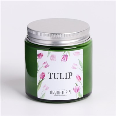 Ароматическая свеча в банке Spring Flowers. Tulip, из соевого воска, 25 ч, 120 мл, тюльпан
