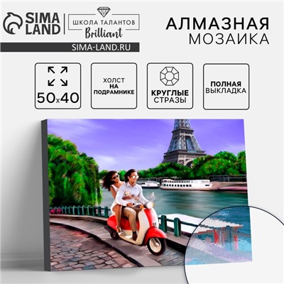 УЦЕНКА Алмазная вышивка с полным заполнением «Приключения в Париже» 40×50 см, на раме