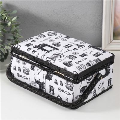 Шкатулка для рукоделия и шитья «Швейные атрибуты», хранение ниток, иголок, мелочи, 24×16×11 см