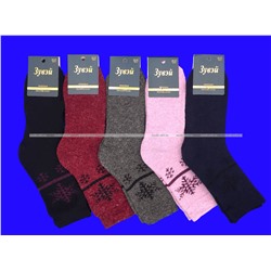 Зувей носки женские ангора внутри махра Снежинки