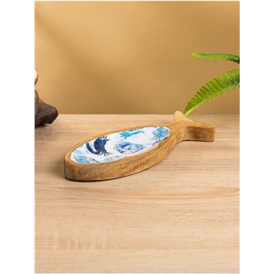 Блюдо в форме рыбки «Крабы», 25.5×10×2 см, дерево манго