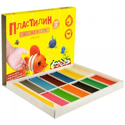 Пластилин мягкий 12цв 180 гр.  ПКМ12-П Каляка-Маляка