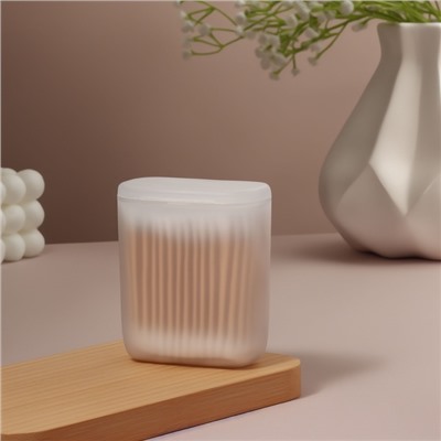 Органайзер для ватных палочек, с крышкой, 7.5×4×9 см, белый/полупрозрачный