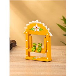 Сувенир «Лягушата на качелях», 10×3.5×15 см, дерево, оранжевый