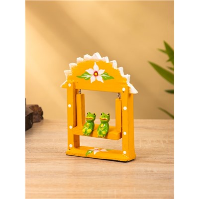 Сувенир «Лягушата на качелях», 10×3.5×15 см, дерево, оранжевый