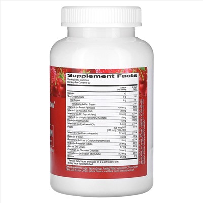 California Gold Nutrition, Жевательные пастилки с поливитаминами для мужчин, без желатина, без глютена, со вкусом органических ягод и фруктов, 90 жевательных пастилок