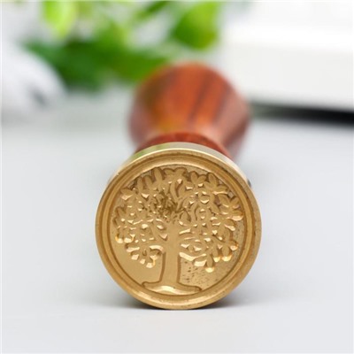 Печать для сургуча с деревянной ручкой «Деревце с молодыми листьями», 9×2.5×2.5 см