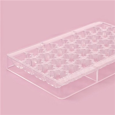 Форма для конфет и шоколада «Пазлы», 20×12×2.5 см, 32 ячейки 2×2×0.8 см, прозрачная