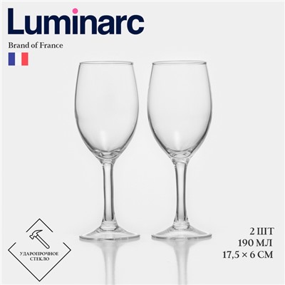 Бокалы для вина Luminarc RAINDROP, 190 мл, 17.5×6 см, набор 2 шт., стекло, прозрачные