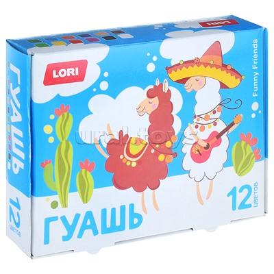 Гуашь 12 цветов по 15 мл. "Funny Friends"