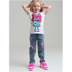 Брюки текстильные джинсовые для девочек