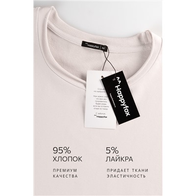 Женский лонгслив оверсайз из футера двухнитки Happyfox