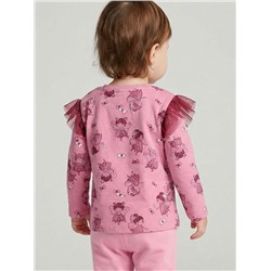 Джемпер детский трикотажный для девочек (футболка с длинными рукавами)