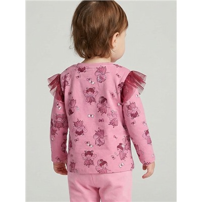 Джемпер детский трикотажный для девочек (футболка с длинными рукавами)