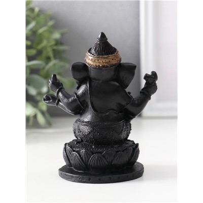 Фигурка гипс «Ганеша на лотосе», 10.5×9×8 см, чёрная