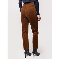 Укороченные эластичные брюки слим из микро вельвета