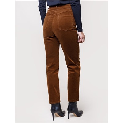 Укороченные эластичные брюки слим из микро вельвета