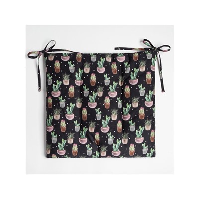 Подушка на стул «Этель» Succulents, 42×42 см, чёрная