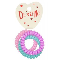 Резинки для волос 3 шт СПИРАЛЬНАЯ ЦВЕТНАЯ МИКС 2-712/243 DecoreMe