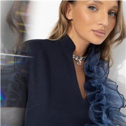 Платье со съемным декором, Сияние глянца (синее)