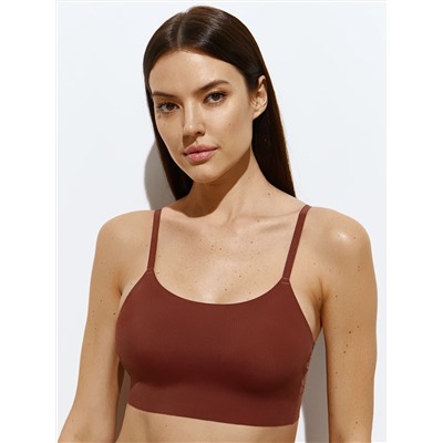 Omsa Топ 3. OmD 1112B Invisible Майка "Toп" женская с сеткой (кроп-топ на тонких бретелях с вкладышами), PA