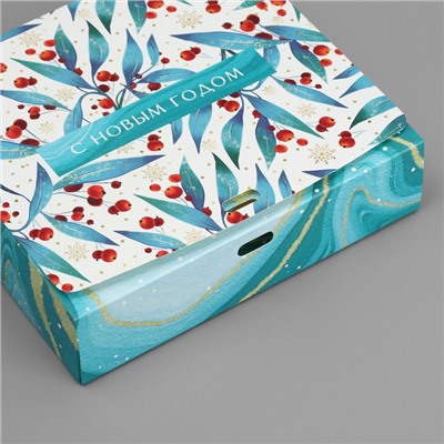 Коробка подарочная новогодняя складная «С Новым годом», 20×18×5 см, БЕЗ ЛЕНТЫ