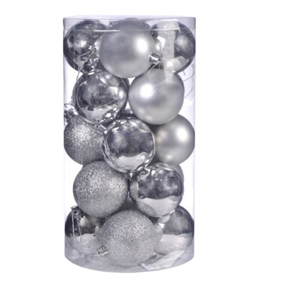 Елочные шары 20 штук 7 см / HX-2/2 /уп 24/ серебро